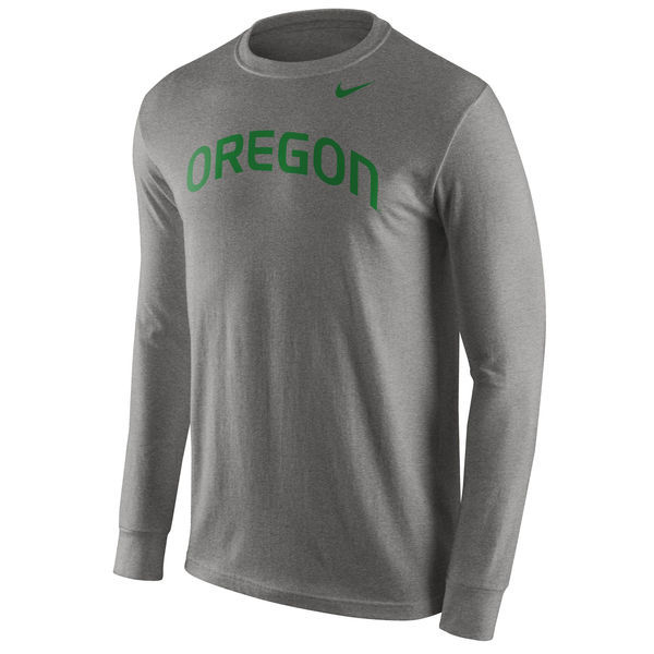 Oregon Ducks Nike Wordmark Long Sleeve T-Shirt - Gray