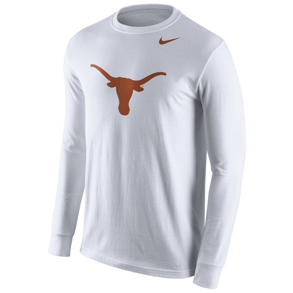 Texas Longhorns Nike Cotton Logo Long Sleeve T-Shirt - White 
