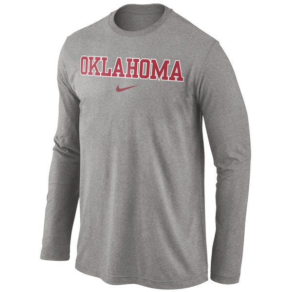Oklahoma Sooners Nike Wordmark Long Sleeve T-Shirt - Dark Gray 