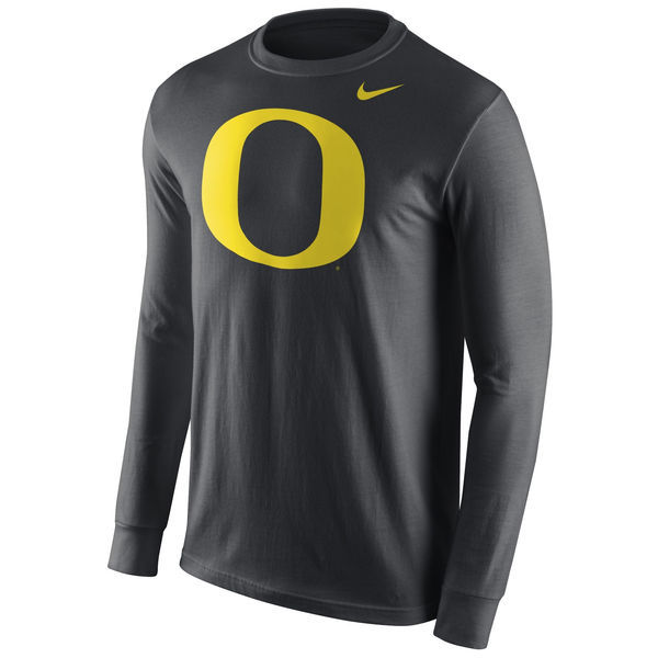 Oregon Ducks Nike Cotton Logo Long Sleeve T-Shirt - Anthracite 