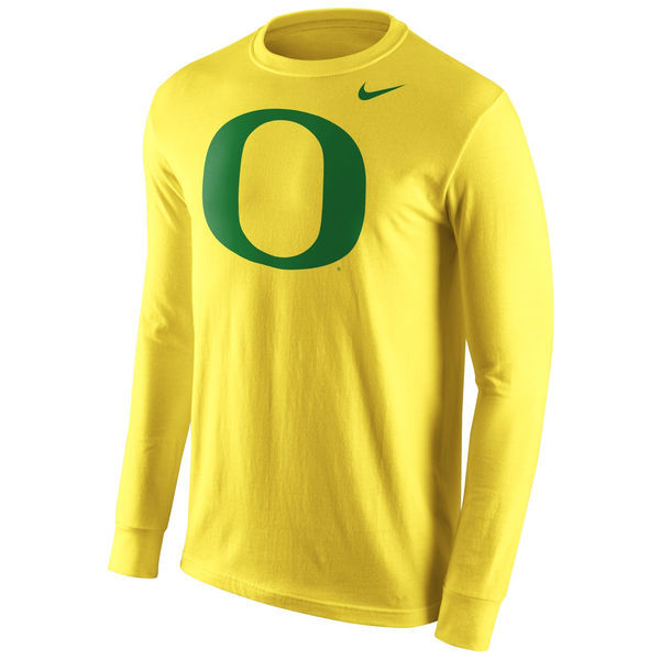 Oregon Ducks Nike Cotton Logo Long Sleeve T-Shirt - Yellow 