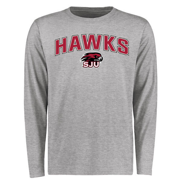 Saint Josephs Hawks Proud Mascot Long Sleeve T-Shirt - Ash 