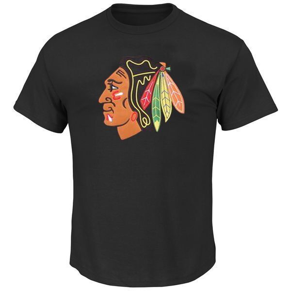 NHL Chicago Blackhawks Black Skull Head T-Shirt