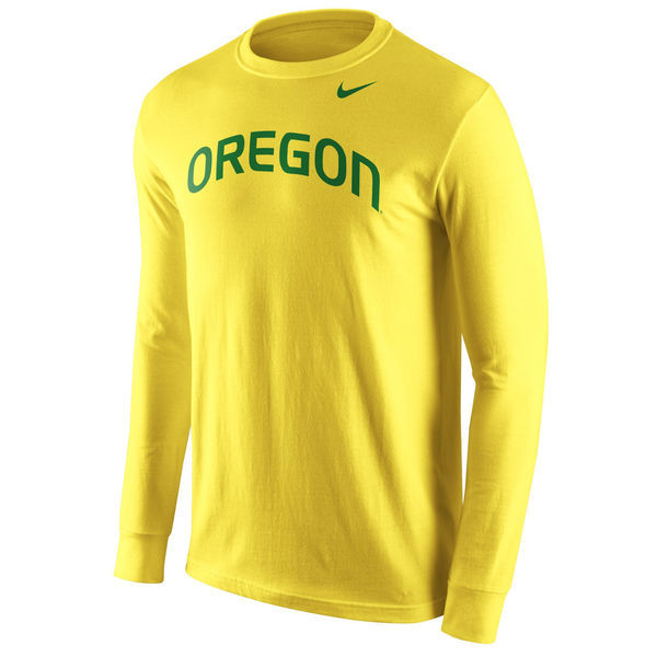 Oregon Ducks Nike Wordmark Long Sleeve T-Shirt - Yellow 