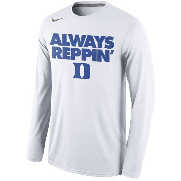 Duke Blue Devils Nike Always Reppin Long Sleeve Legend Bench Performance T-Shirt - White 