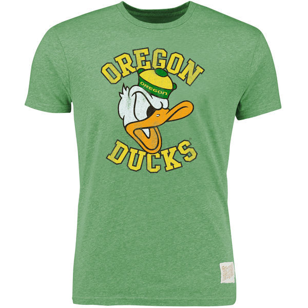 Oregon Ducks Original Retro Brand Vintage Tri-Blend T-Shirt - Heather Apple Green 