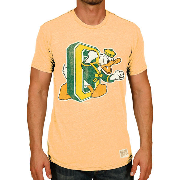 Oregon Ducks Original Retro Brand Vintage Donald O Tri-Blend T-Shirt - Heather Gold 