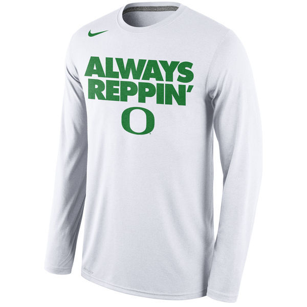 Oregon Ducks Nike Always Reppin Long Sleeve Legend Bench Performance T-Shirt - White 