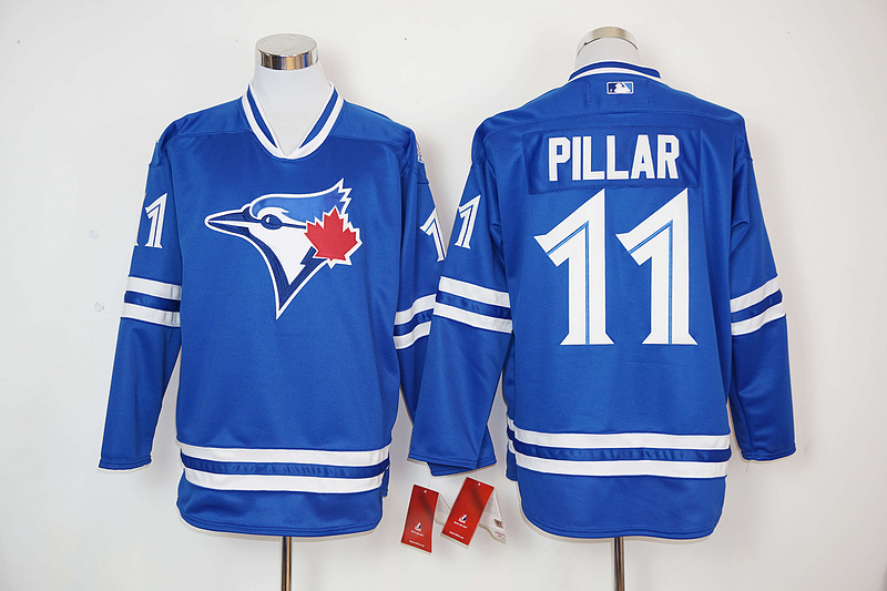 MLB Toronto Blue Jays #11 Pillar Blue Long-Sleeve Jersey