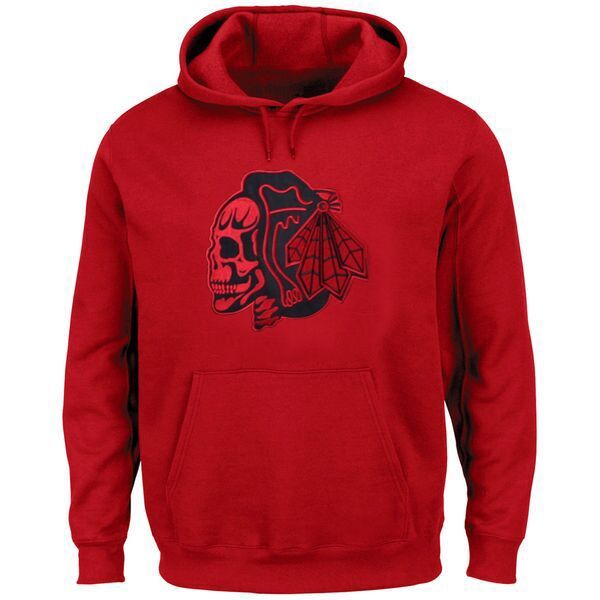 NHL Chicago Blackhawks Skull Head Red Hoodie
