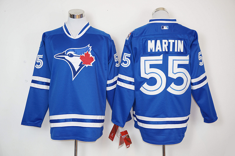 MLB Toronto Blue Jays #55 Martin Blue Long-Sleeve Jersey