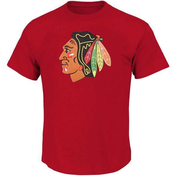 NHL Chicago Blackhawks Red Color Skull Head T-Shirt