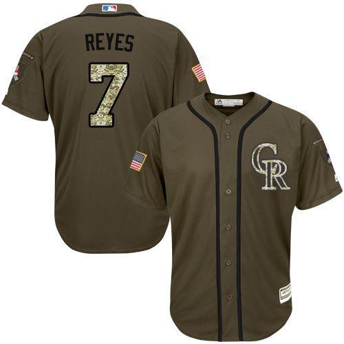 MLB Colorado Rockies #7 Jose Reyes Green Salute to Service Jersey