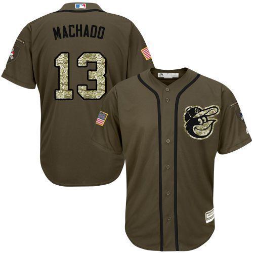 MLB Baltimore Orioles #13 Manny Machado Green Salute to Service Jersey