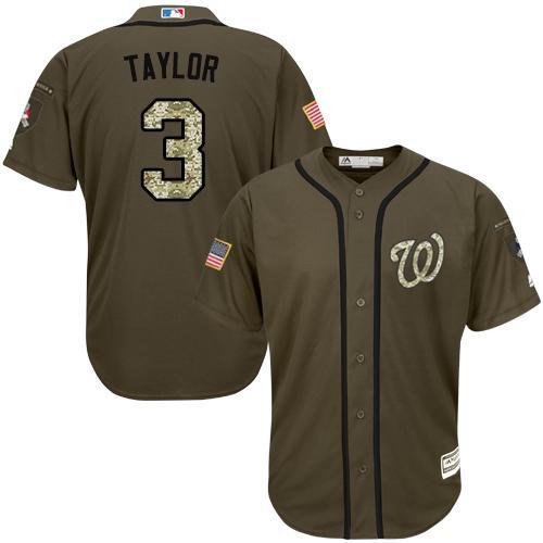 MLB Washington Nationals #3 Michael Taylor Green Salute to Service Jersey