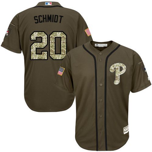 MLB Philadelphia Phillies #20 Mike Schmidt Green Salute to Service Jersey