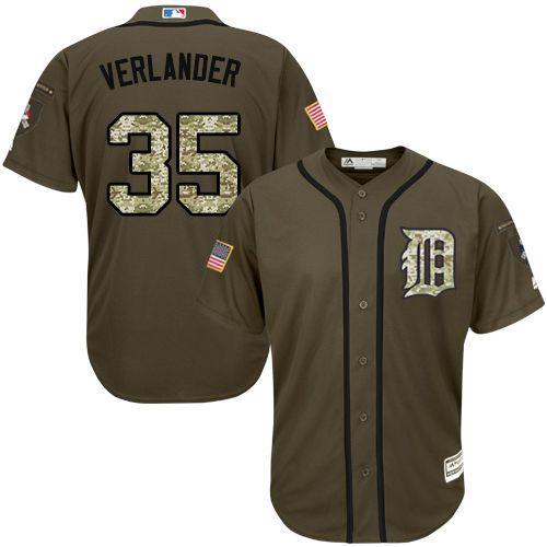 MLB Detroit Tigers #35 Justin Verlander Green Salute to Service Jersey 