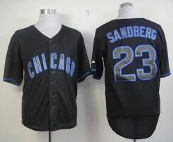 MLB Chicago Cubs 23 Ryne Sandberg Authentic Black Fashion Jersey .jpeg