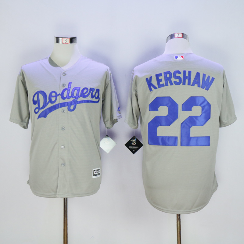 MLB Los Angeles Dodgers #22 Kershaw Grey Jersey