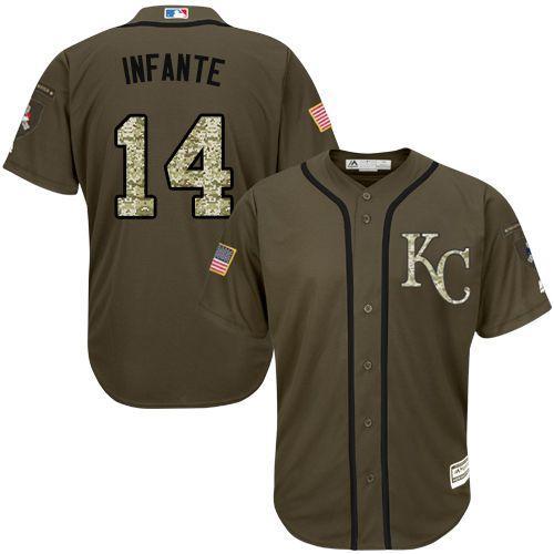 MLB Kansas City Royals #14 Omar Infante Green Salute to Service Jersey