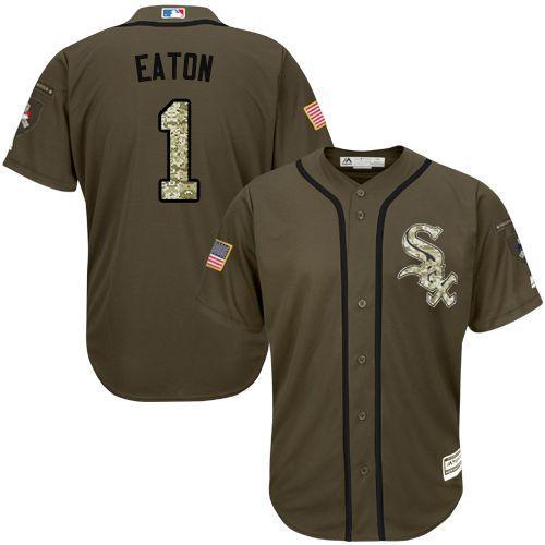 MLB Chicago White Sox #1 Adam Eaton Green Salute to Service Jersey 