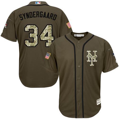 MLB New York Mets #34 Noah Syndergaard Green Salute to Service Jersey 
