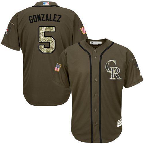 MLB Colorado Rockies #5 Carlos Gonzalez Green Salute to Service Jersey