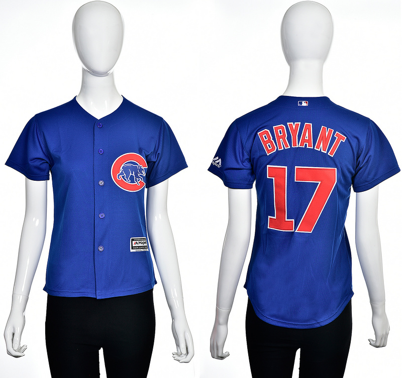 Women Chicago Cubs #17 Bryant Blue Jersey