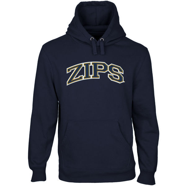 Akron Zips Arch Name Pullover Hoodie - Navy Blue 