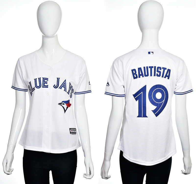 Women Toronto Blue Jays #19 Bautista White Jersey