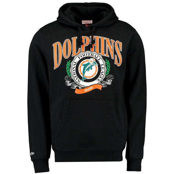 Miami Dolphins Mitchell & Ness Fair Catch Pullover Hoodie - Black 
