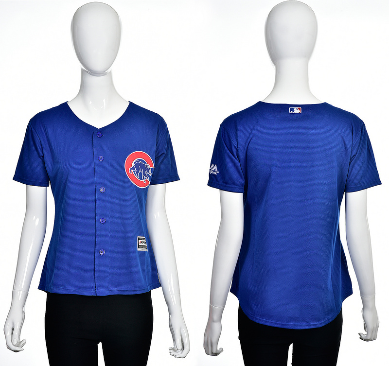 Women Chicago Cubs Blank Blue Jersey