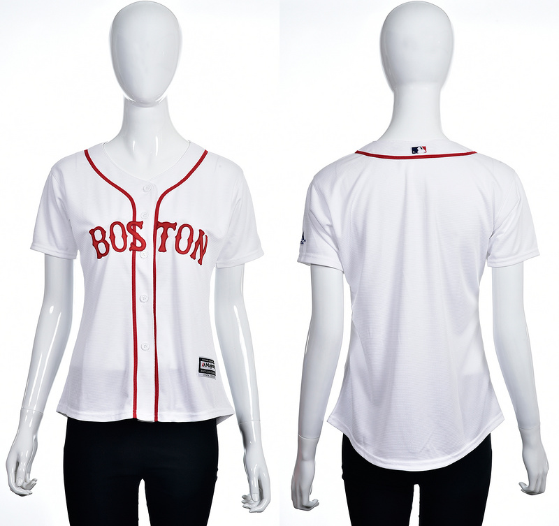 Women MLB Boston Red Sox Blank White Jersey