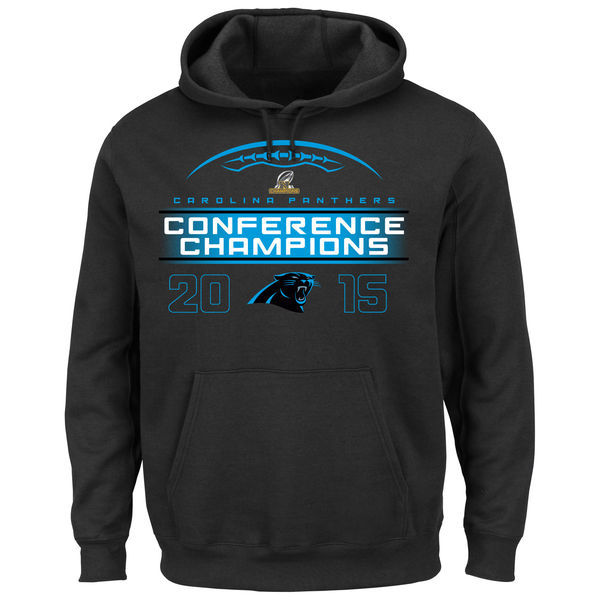 Carolina Panthers Majestic 2015 NFC Conference Champions Supreme Ruler VIII Pullover Hoodie - Black 
