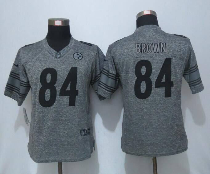 Women New Pittsburgh Steelers 84 Brown Gray Gridiron Gray Limited Jersey  