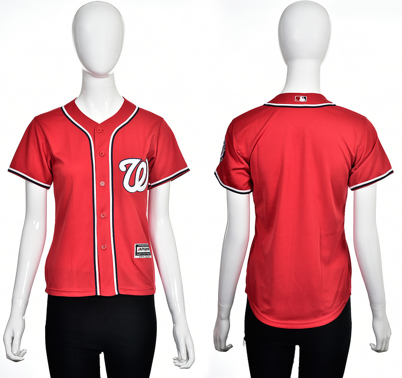 Women MLB Washington Nationals Blank Red Jersey