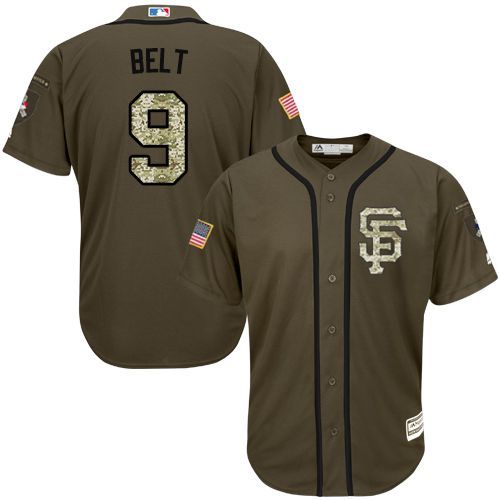 MLB San Francisco Giants #9 Brandon Belt Green Salute to Service Jersey 
