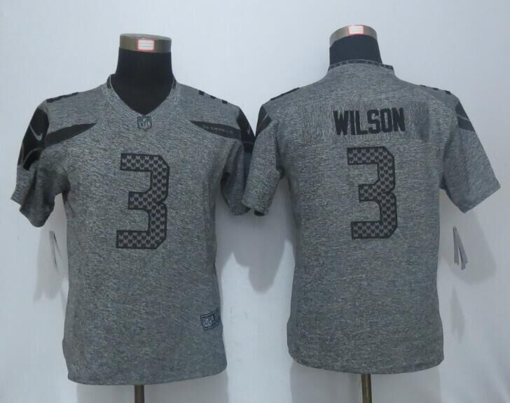 Women Nike Seattle Seahawks 3 Wilson Gray Gridiron Gray Limited Jersey