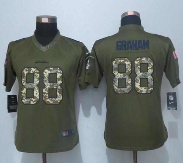 Women New Nike Seattle Seahawks 88 Graham Green Salute To Service Limited Jersey  