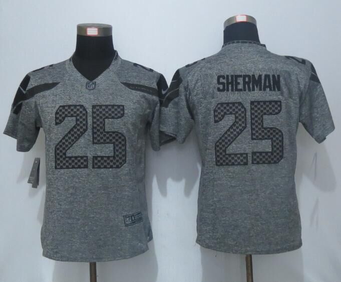 Women Nike Seattle Seahawks 25 Sherman Gray Gridiron Gray Limited Jersey