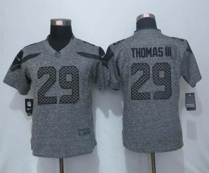 Women Nike Seattle Seahawks 29 Thomas III Gray Gridiron Gray Limited Jersey
