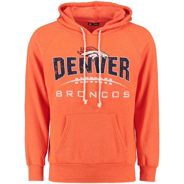Denver Broncos Majestic First Down Tri-Blend Pullover Hoodie - Orange 