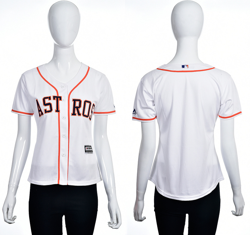 Women MLB Houston Astros Blank White Jersey