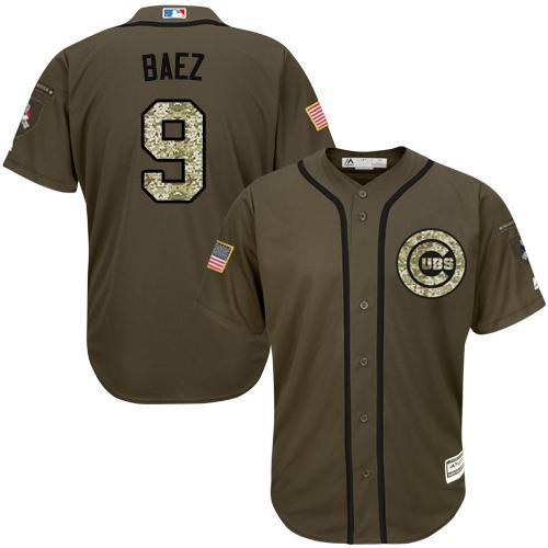 MLB Chicago Cubs #9 Javier Baez Green Salute to Service Jersey 