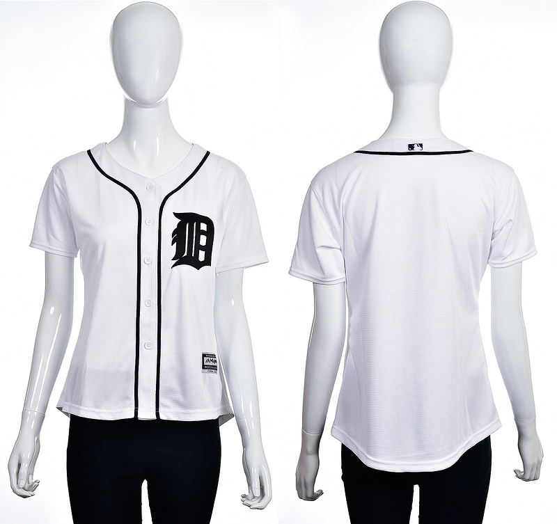 Women MLB Detroit Tigers Blank White Jersey