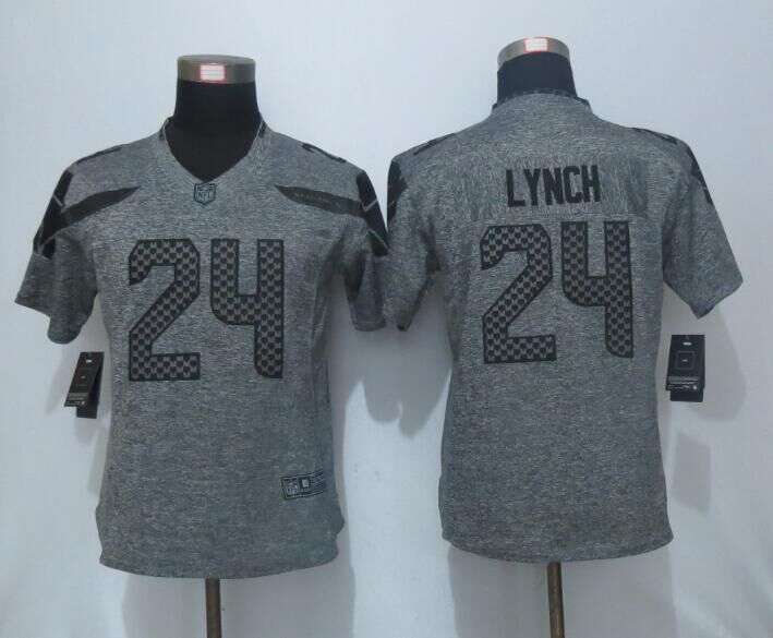 Women Nike Seattle Seahawks 24 Lynch Gray Gridiron Gray Limited Jersey