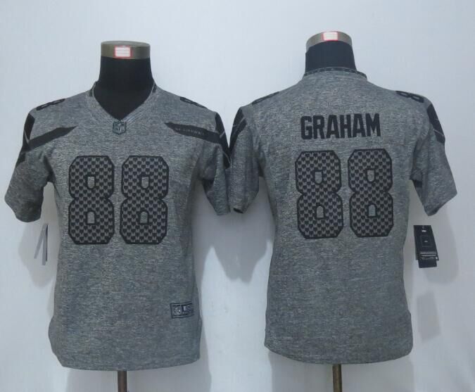 Women Nike Seattle Seahawks 88 Graham Gray Gridiron Gray Limited Jersey 