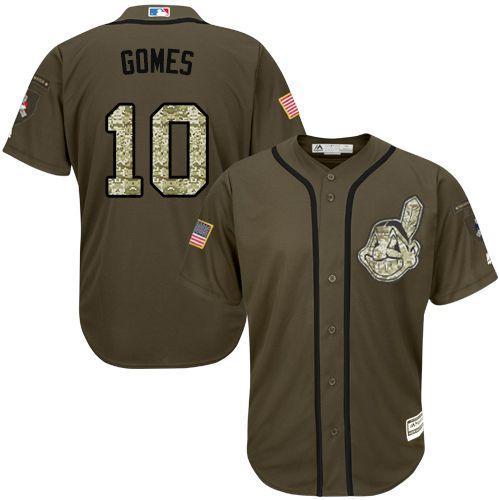 MLB Cleveland Indians #10 Yan Gomes Green Salute to Service Jersey 