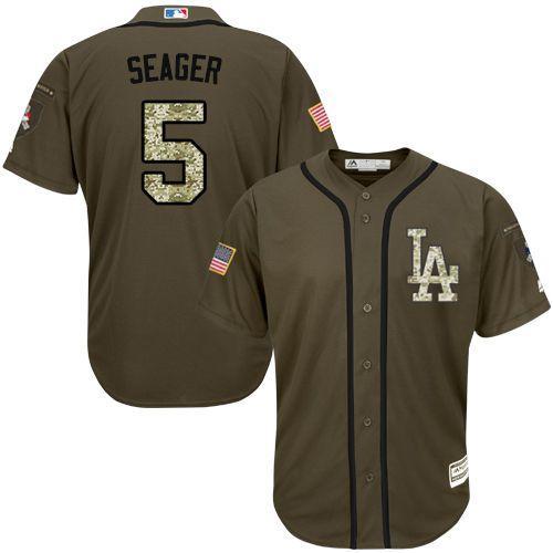 MLB Los Angeles Dodgers #5 Corey Seager Green Salute to Service Jersey 