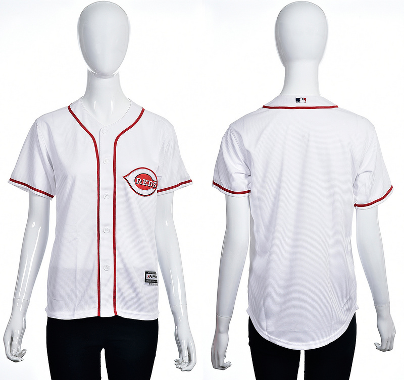 Women MLB Cincinnati Reds Blank White Jersey